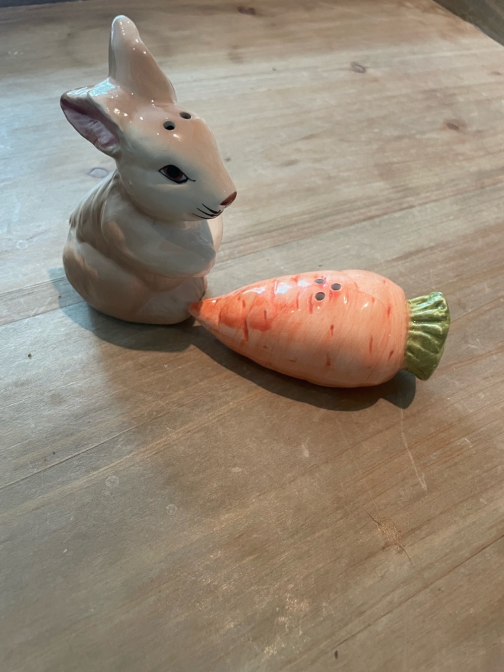 Ceramic Bunny and Carrot Salt & Pepper Shaker Set - White and Orange